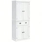 HOMCOM 72 Freestanding Kitchen Pantry Cabinet, Tall Storage Cabinet with 2 Door Cupboards, Drawer and Adjustable Shelves, White