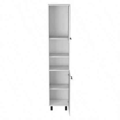 Kitchen Pantry 79 H, Two Open Storage Shelves, Three Internal Shelves, Two Doors, Four, White