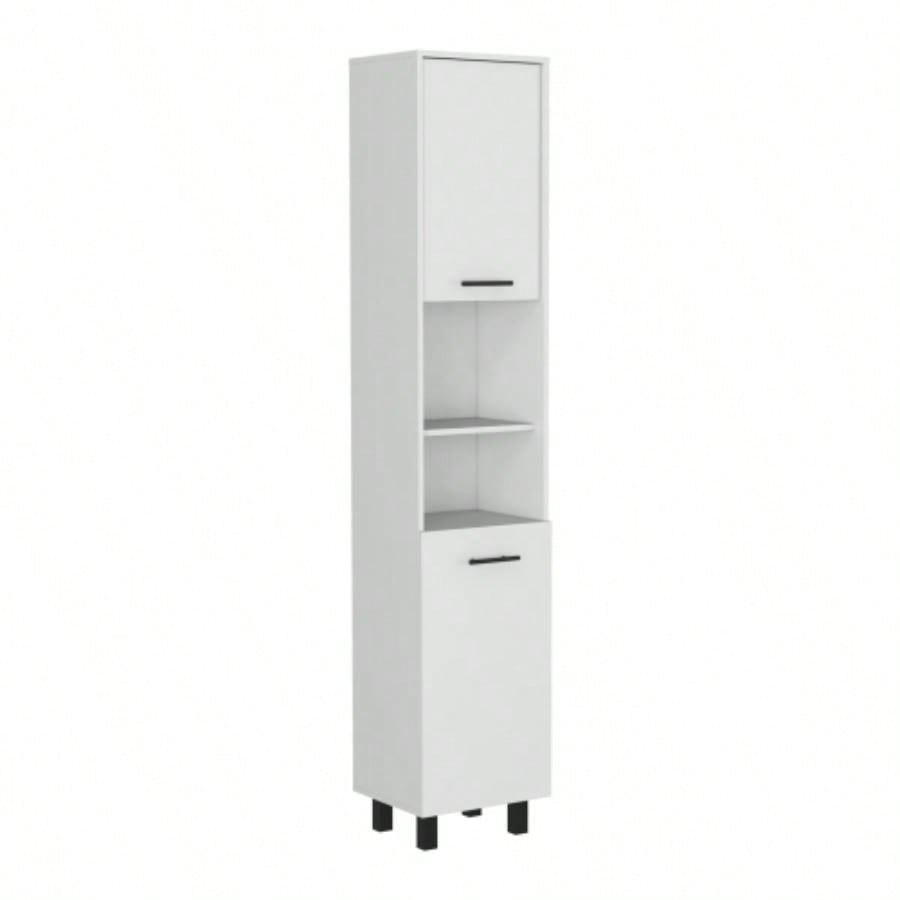 Kitchen Pantry 79 H, Two Open Storage Shelves, Three Internal Shelves, Two Doors, Four, White