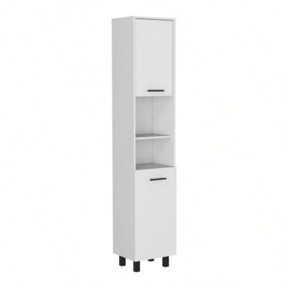 Kitchen Pantry 79 H, Two Open Storage Shelves, Three Internal Shelves, Two Doors, Four, White