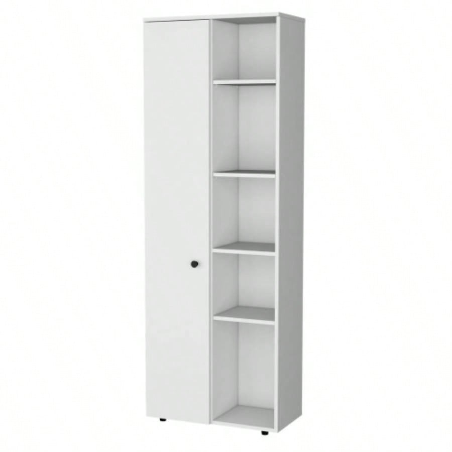 FM FURNITURE Multistorage Kitchen Pantry with 1 door and 5 open shelves, White