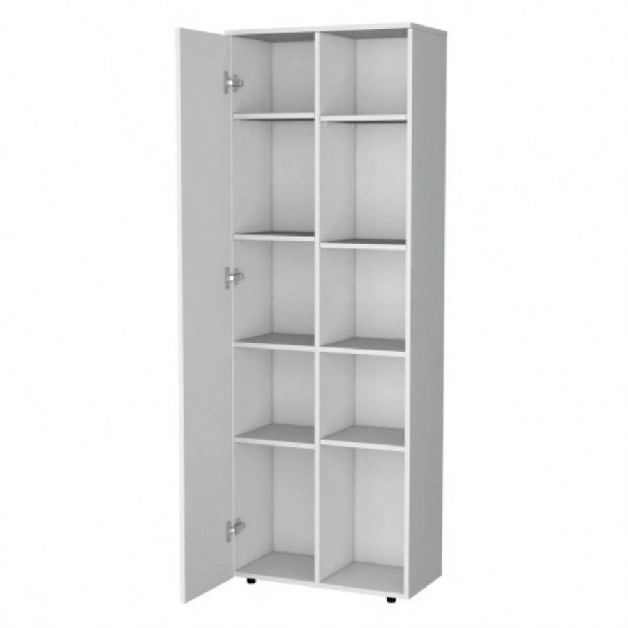 FM FURNITURE Multistorage Kitchen Pantry with 1 door and 5 open shelves, White