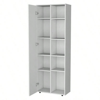 FM FURNITURE Multistorage Kitchen Pantry with 1 door and 5 open shelves, White