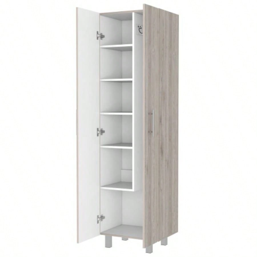 Norway Broom Closet Pantry, Five Shelves, Double Door Cabinet, Four