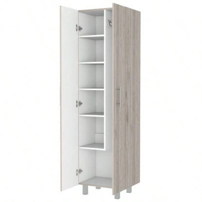 Norway Broom Closet Pantry, Five Shelves, Double Door Cabinet, Four