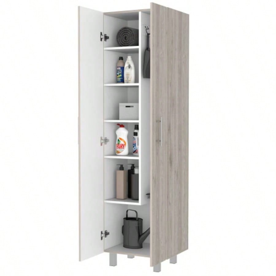 Norway Broom Closet Pantry, Five Shelves, Double Door Cabinet, Four