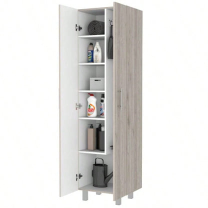Norway Broom Closet Pantry, Five Shelves, Double Door Cabinet, Four