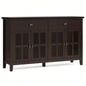 Artisan Solid Wood Large 4 Door Sideboard Buffet in Dark Chestnut Brown