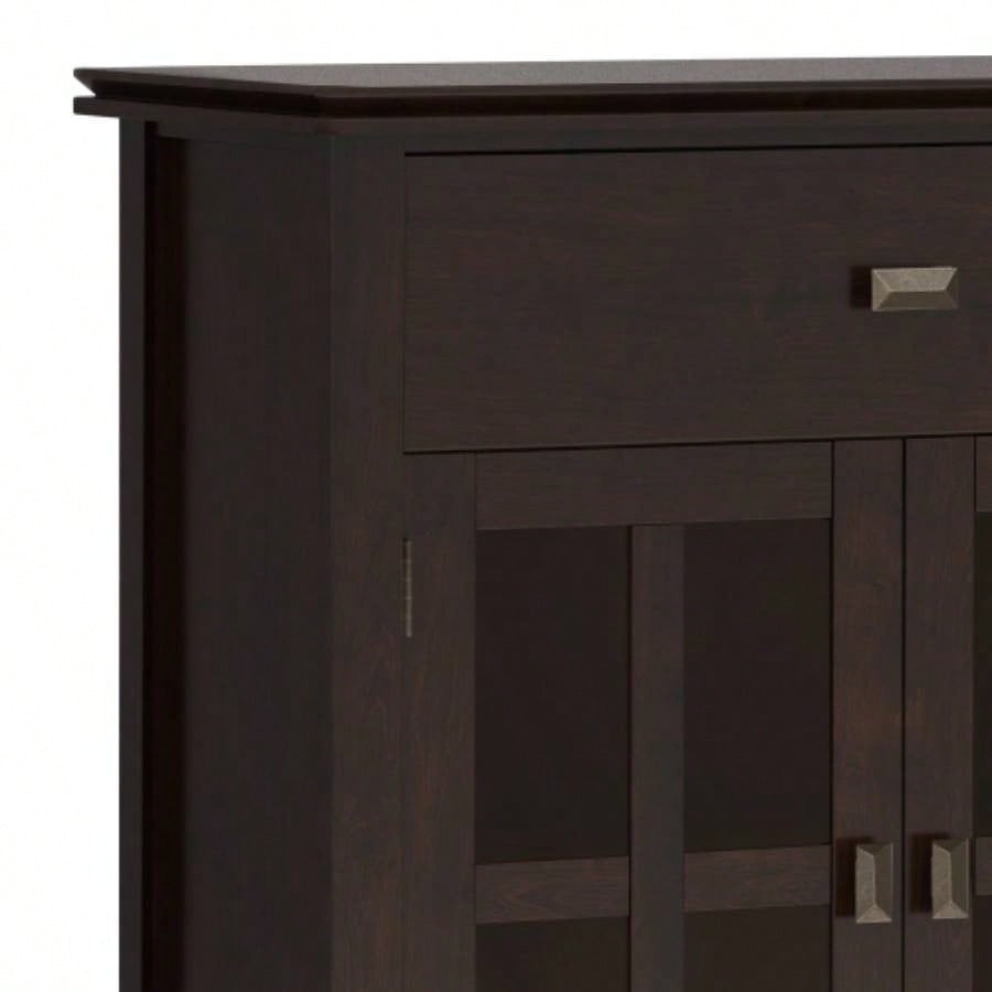 Artisan Solid Wood Large 4 Door Sideboard Buffet in Dark Chestnut Brown