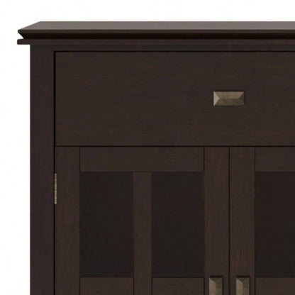 Artisan Solid Wood Large 4 Door Sideboard Buffet in Dark Chestnut Brown