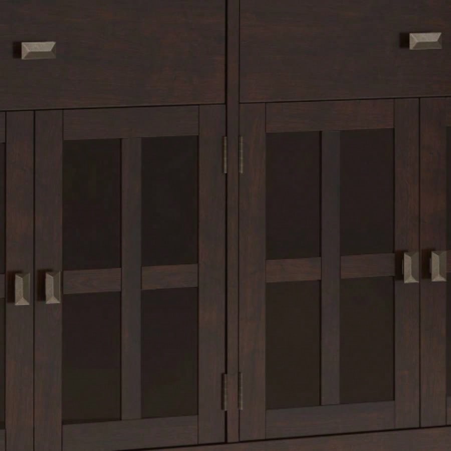 Artisan Solid Wood Large 4 Door Sideboard Buffet in Dark Chestnut Brown
