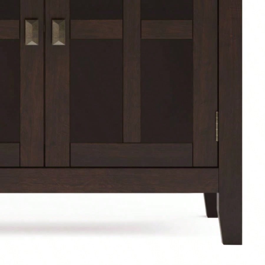 Artisan Solid Wood Large 4 Door Sideboard Buffet in Dark Chestnut Brown