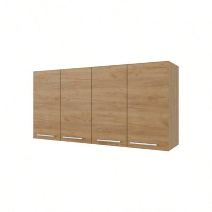Lyman Wall Cabinet kitchen in Melamine wit 4 Doors, Natural Oak