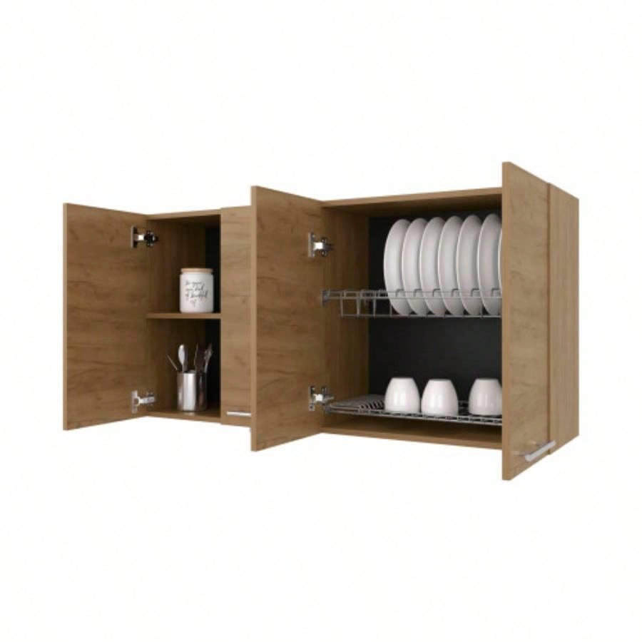 Lyman Wall Cabinet kitchen in Melamine wit 4 Doors, Natural Oak