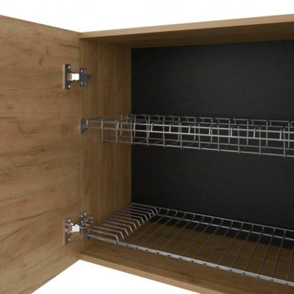 Lyman Wall Cabinet kitchen in Melamine wit 4 Doors, Natural Oak