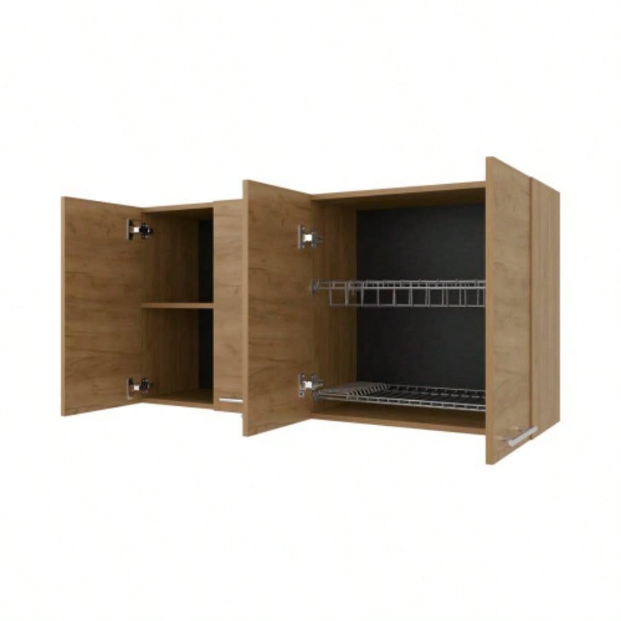 Lyman Wall Cabinet kitchen in Melamine wit 4 Doors, Natural Oak