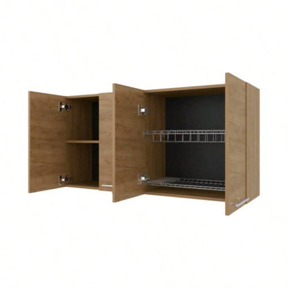 Lyman Wall Cabinet kitchen in Melamine wit 4 Doors, Natural Oak