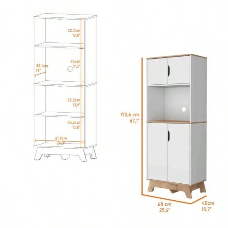 Brussel Microwave Pantry Cabinet, Top Double Door Cabinet, Countertop Surface