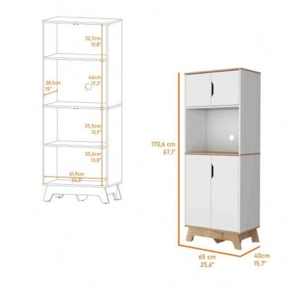 Brussel Microwave Pantry Cabinet, Top Double Door Cabinet, Countertop Surface