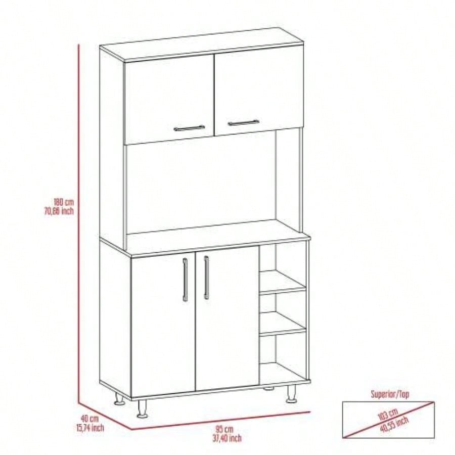 Colorado Pantry Cabinet, Three Open Shelves