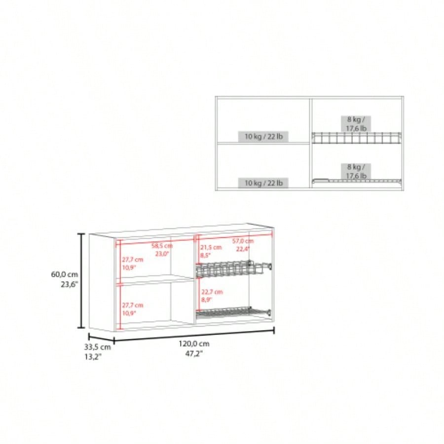 Lyman Wall Cabinet kitchen in Melamine wit 4 Doors, Natural Oak