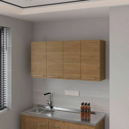 Lyman Wall Cabinet kitchen in Melamine wit 4 Doors, Natural Oak