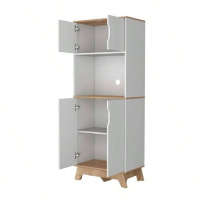 Brussel Microwave Pantry Cabinet, Top Double Door Cabinet, Countertop Surface