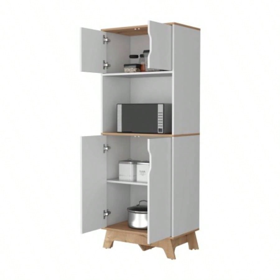 Brussel Microwave Pantry Cabinet, Top Double Door Cabinet, Countertop Surface
