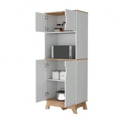 Brussel Microwave Pantry Cabinet, Top Double Door Cabinet, Countertop Surface