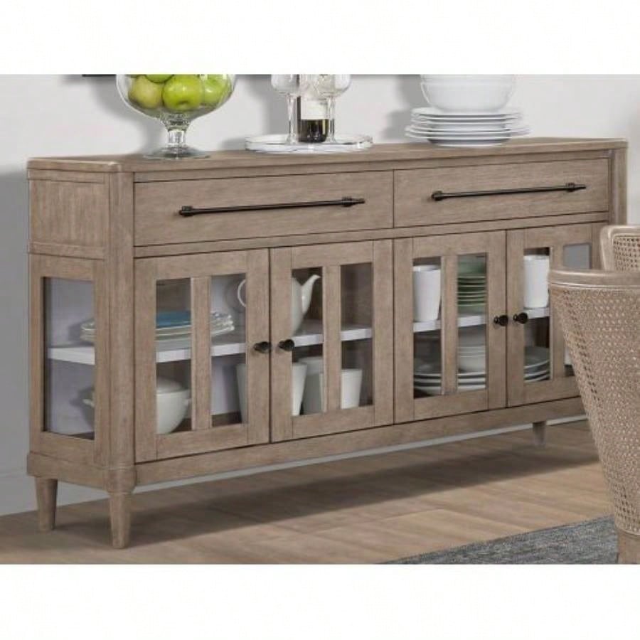 Power Raedy Buffet with Glass Cabinet Doors