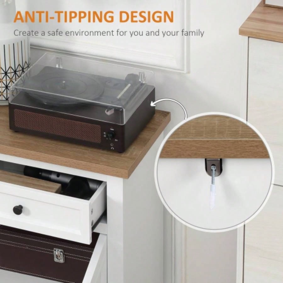 HOMCOM Sideboard Buffet Cabinet, Kitchen Cabinet, Coffee Bar Cabinet with 2 Drawers and Double Door Cupboard Living Room, Entryway, White