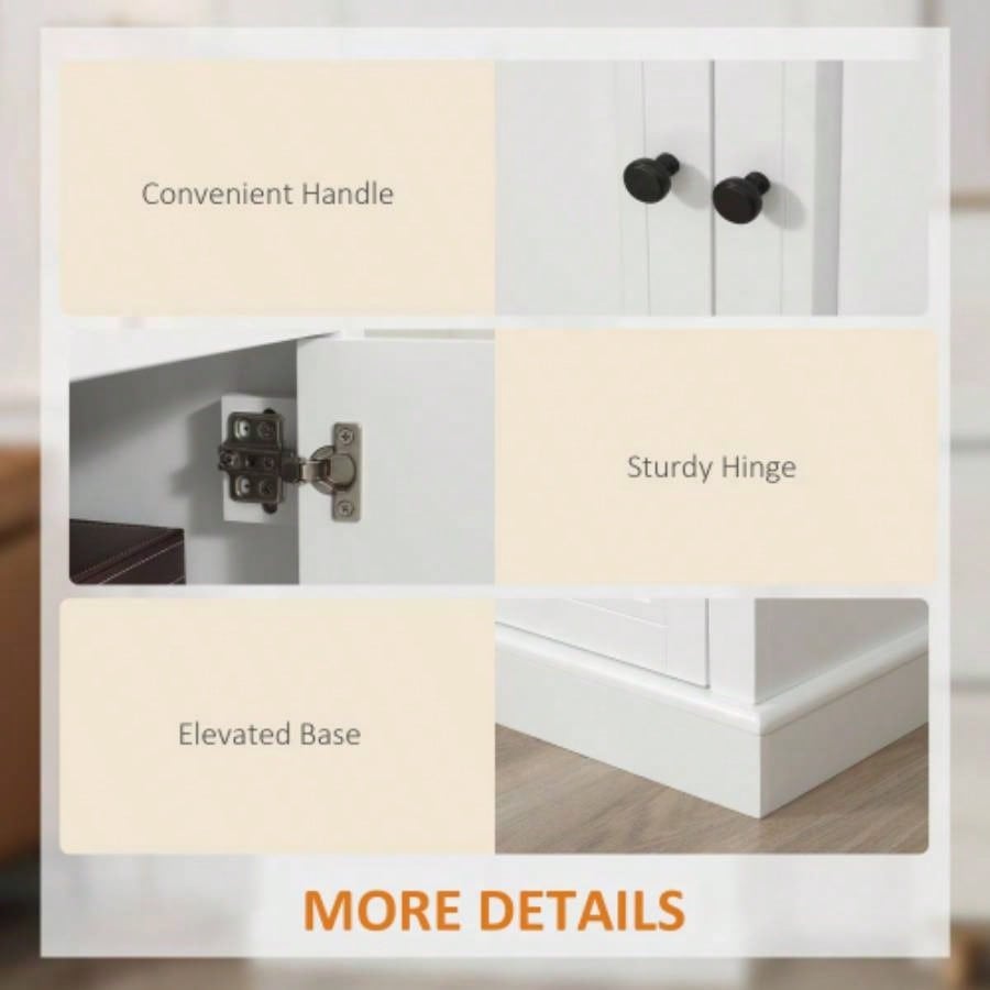 HOMCOM Sideboard Buffet Cabinet, Kitchen Cabinet, Coffee Bar Cabinet with 2 Drawers and Double Door Cupboard Living Room, Entryway, White