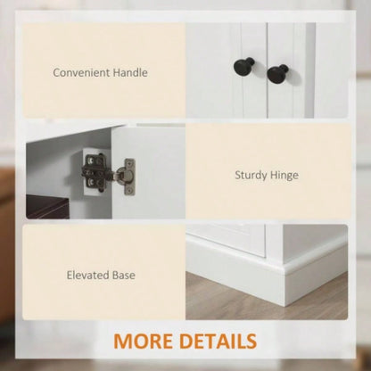 HOMCOM Sideboard Buffet Cabinet, Kitchen Cabinet, Coffee Bar Cabinet with 2 Drawers and Double Door Cupboard Living Room, Entryway, White