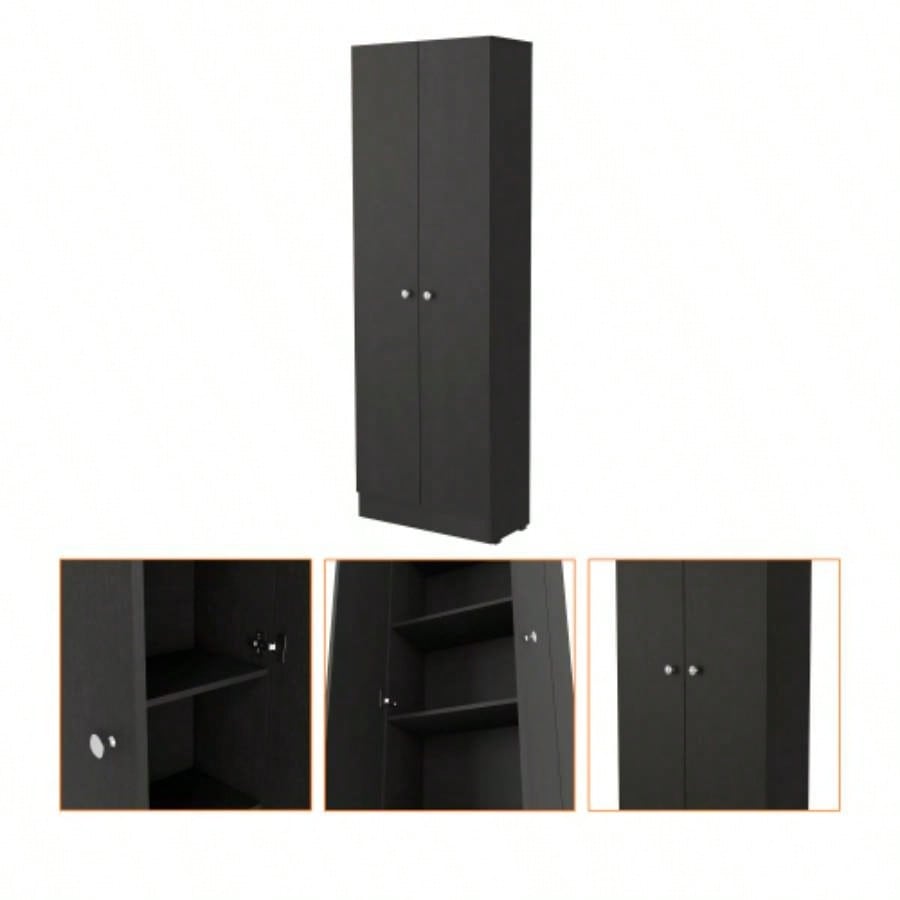 Buxton Rectangle 2 - Door Storage Tall Cabinet Black Wengue