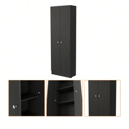 Buxton Rectangle 2 - Door Storage Tall Cabinet Black Wengue