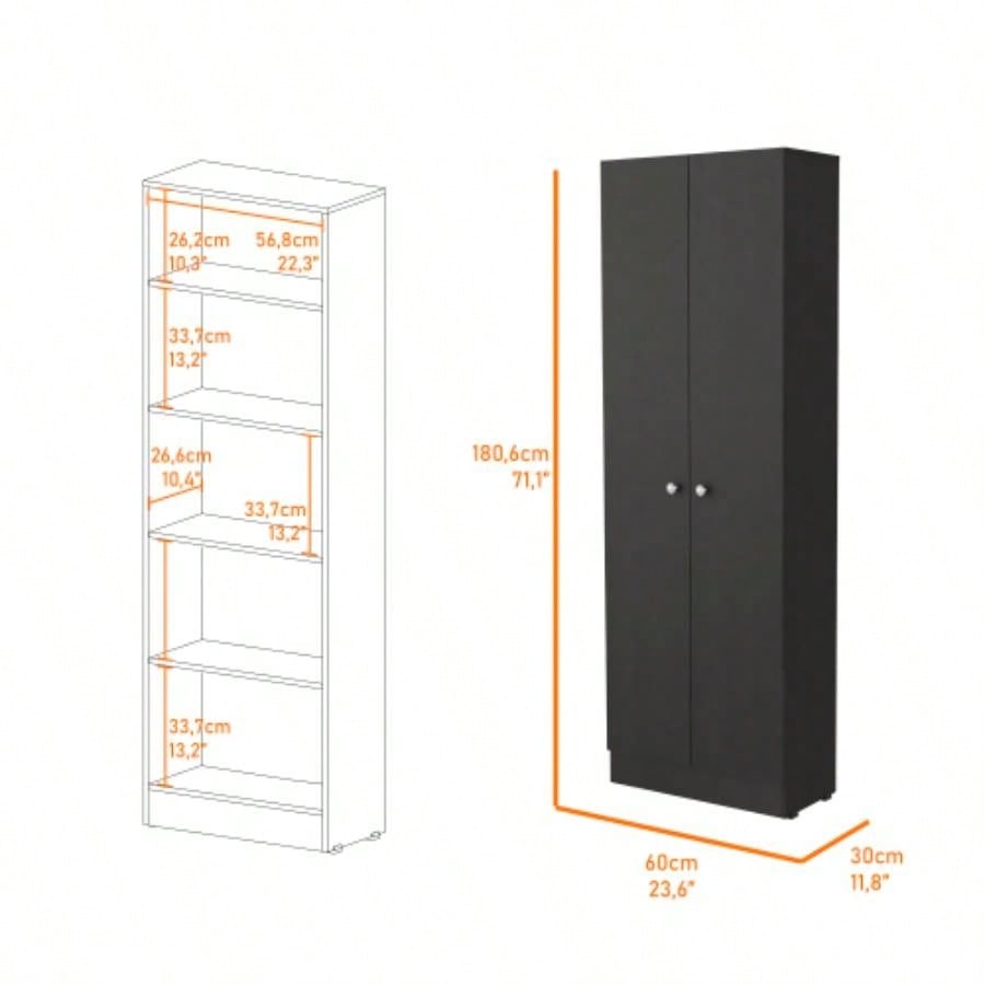 Buxton Rectangle 2 - Door Storage Tall Cabinet Black Wengue