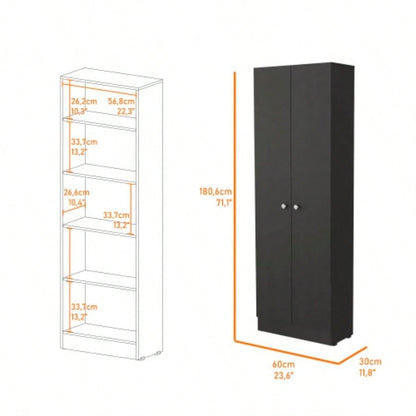Buxton Rectangle 2 - Door Storage Tall Cabinet Black Wengue