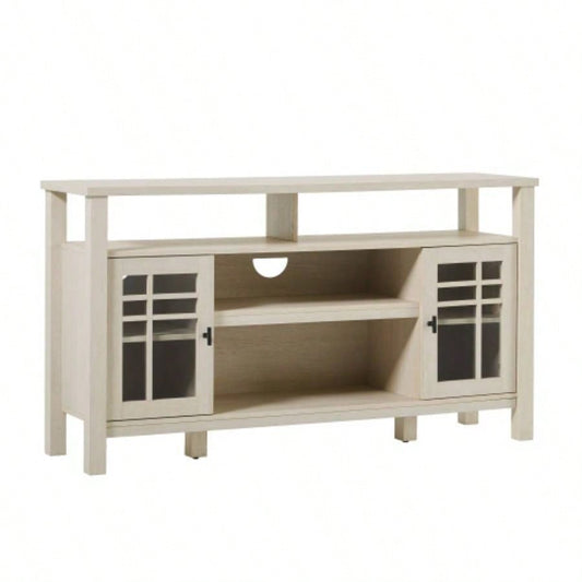 Transitional 58 2 - Door Sideboard with Windowpane Design, Ivory Oak