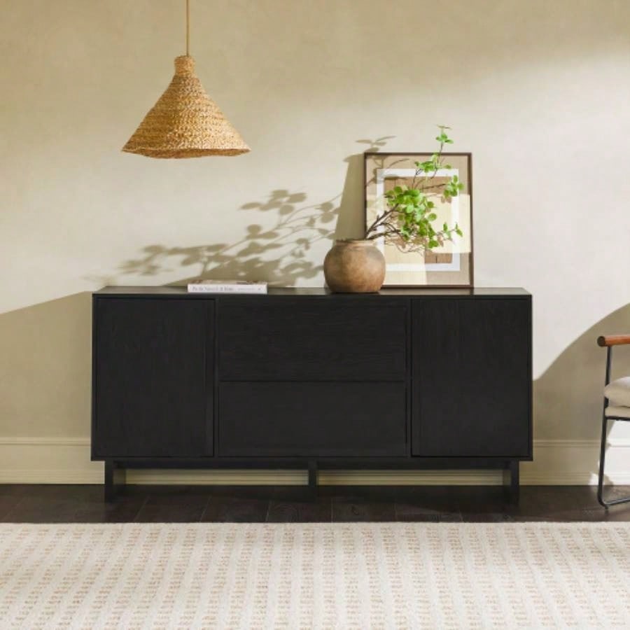 63 Scandi Sideboard with Beveled Drawers, Black