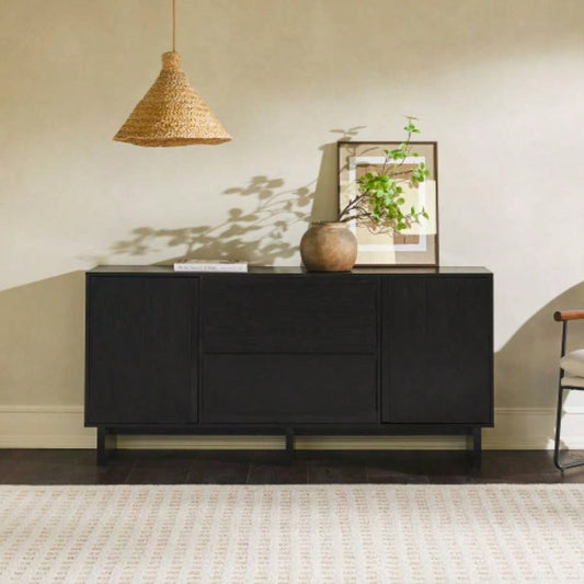 63 Scandi Sideboard with Beveled Drawers, Black