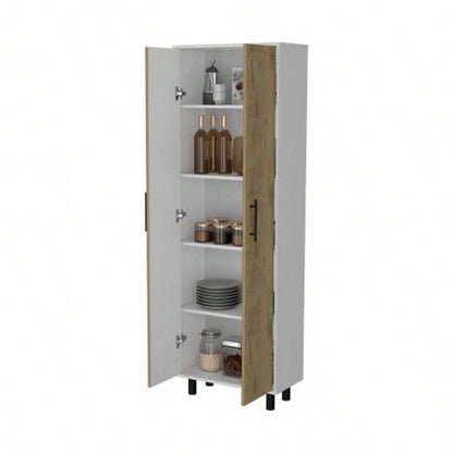 Fagan 2 - Door 5 - Shelf Kitchen Pantry White and Macadamia