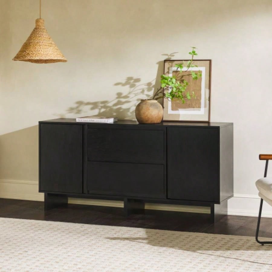 63 Scandi Sideboard with Beveled Drawers, Black