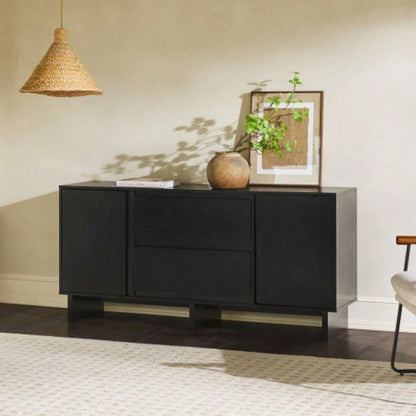 63 Scandi Sideboard with Beveled Drawers, Black