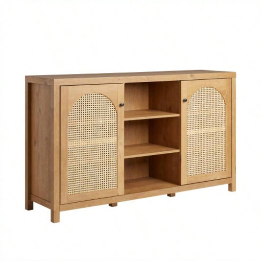 Transitional 58 2 - Door Sideboard with Rattan Panels, English Oak