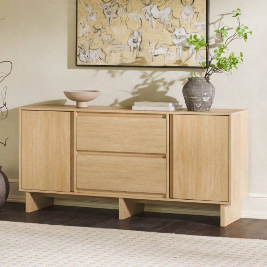63 Scandi Sideboard with Beveled Drawers, Coastal Oak