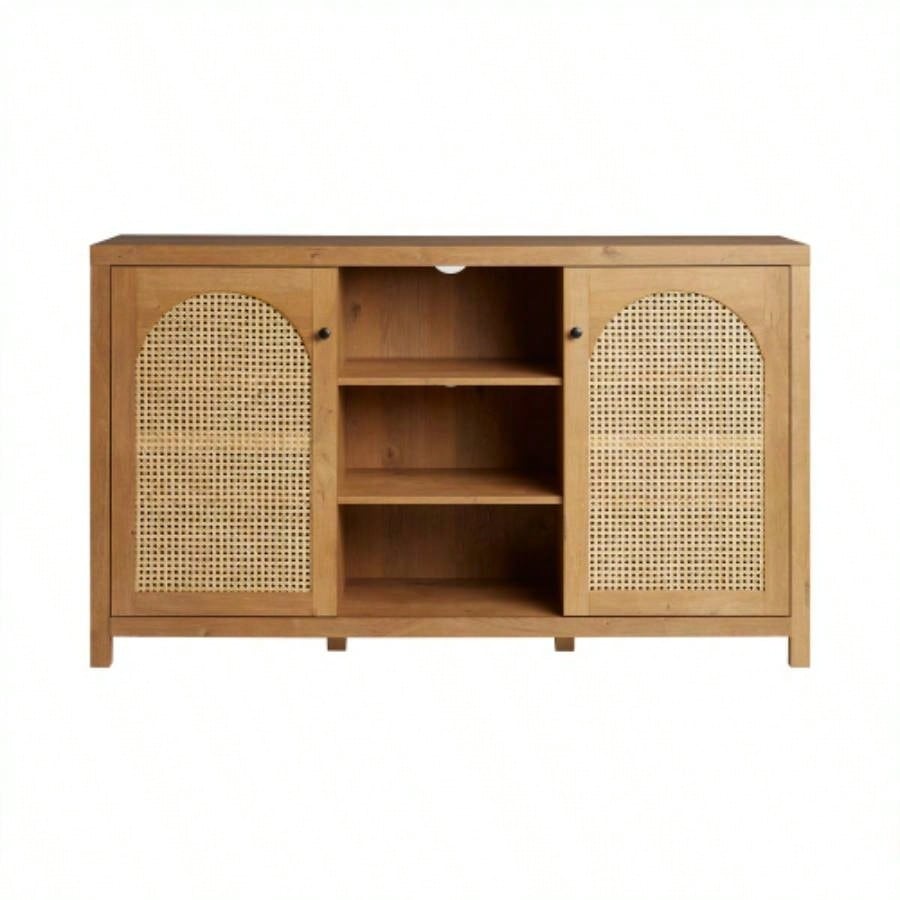 Transitional 58 2 - Door Sideboard with Rattan Panels, English Oak