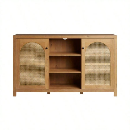 Transitional 58 2 - Door Sideboard with Rattan Panels, English Oak