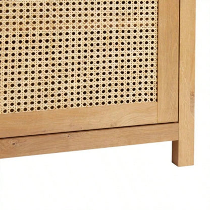 Transitional 58 2 - Door Sideboard with Rattan Panels, English Oak