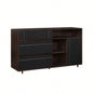 Contemporary Detailed - Door Sideboard with Open Storage - Dark Espresso/ Solid Black