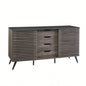 Contemporary Sliding Slat - Door Sideboard - Ebony/Slate